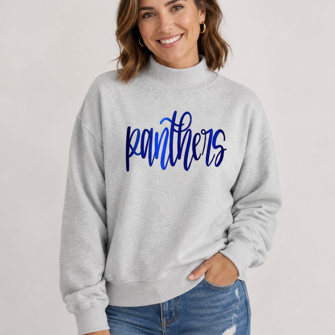 Custom Metallic Puff Mock Neck Sweatshirt