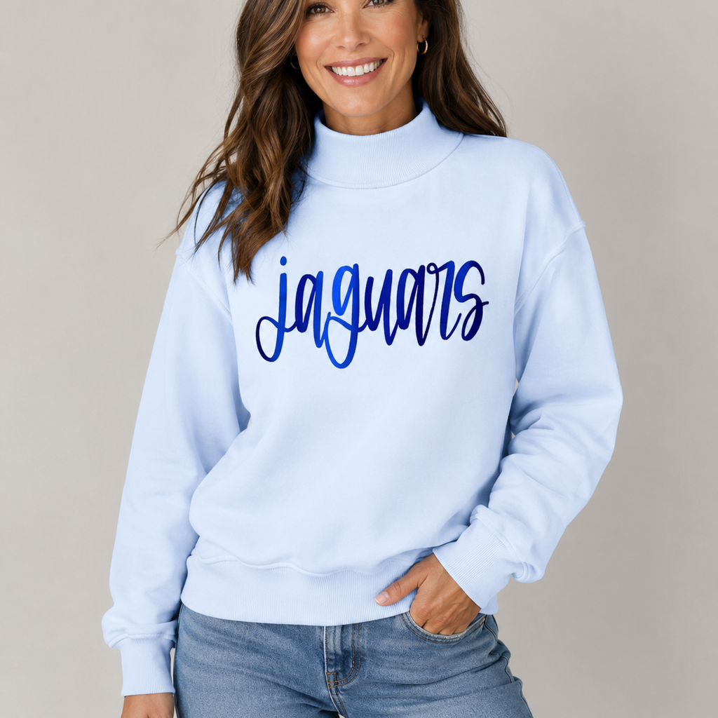Custom Metallic Puff Mock Neck Sweatshirt