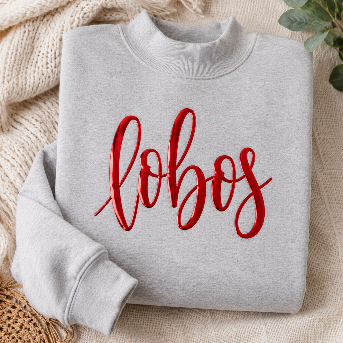 Custom Metallic Puff Mock Neck Sweatshirt