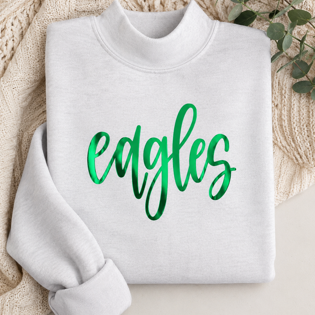 Custom Metallic Puff Mock Neck Sweatshirt